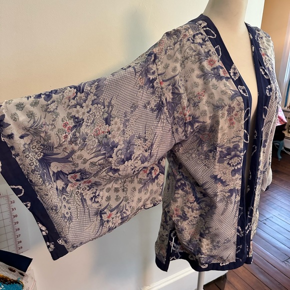 RARE Calypso St. Barth painted silk and shibori cotton kimono - Picture 2 of 6